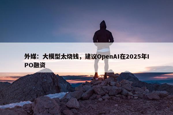 外媒：大模型太烧钱，建议OpenAI在2025年IPO融资