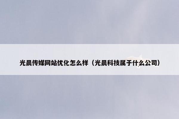 光晨传媒网站优化怎么样（光晨科技属于什么公司）