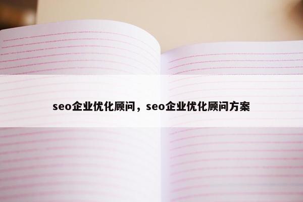 seo企业优化顾问，seo企业优化顾问方案