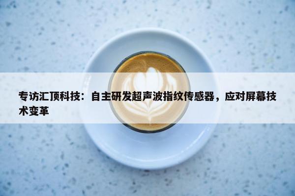 专访汇顶科技：自主研发超声波指纹传感器，应对屏幕技术变革