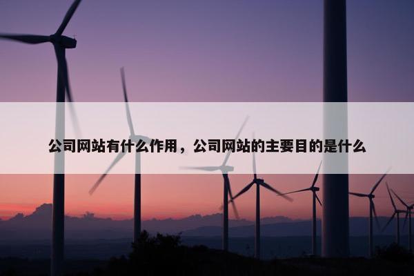 公司网站有什么作用，公司网站的主要目的是什么