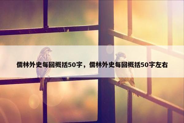 儒林外史每回概括50字，儒林外史每回概括50字左右