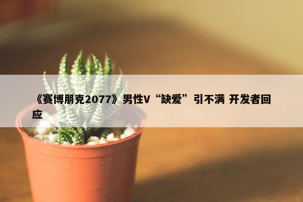 《赛博朋克2077》男性V“缺爱”引不满 开发者回应