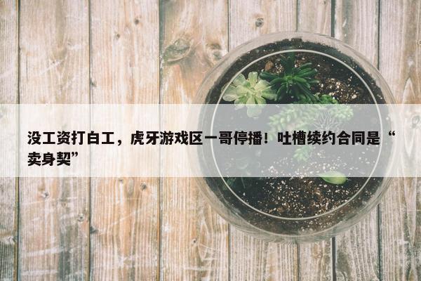 没工资打白工，虎牙游戏区一哥停播！吐槽续约合同是“卖身契”