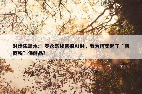 对话朱萧木： 罗永浩秘密搞AI时，我为何卖起了“智商税”保健品？