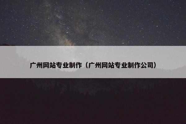 广州网站专业制作（广州网站专业制作公司）