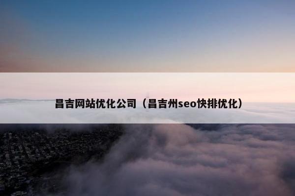 昌吉网站优化公司（昌吉州seo快排优化）