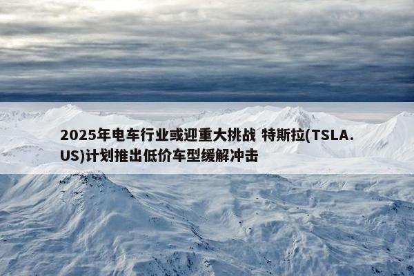 2025年电车行业或迎重大挑战 特斯拉(TSLA.US)计划推出低价车型缓解冲击