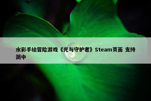 水彩手绘冒险游戏《光与守护者》Steam页面 支持简中