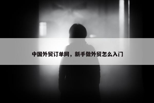 中国外贸订单网，新手做外贸怎么入门