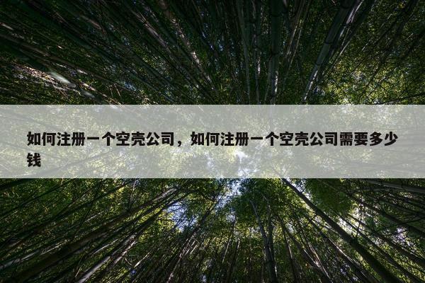 如何注册一个空壳公司，如何注册一个空壳公司需要多少钱