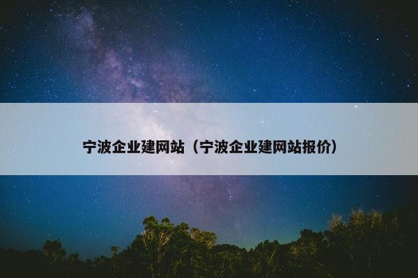 宁波企业建网站（宁波企业建网站报价）