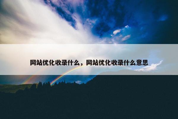 网站优化收录什么，网站优化收录什么意思