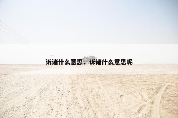 诉诸什么意思，诉诸什么意思呢