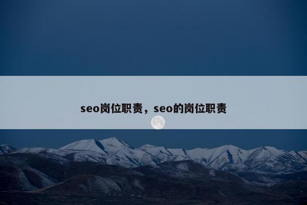 seo岗位职责，seo的岗位职责