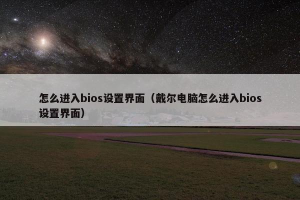 怎么进入bios设置界面（戴尔电脑怎么进入bios设置界面）