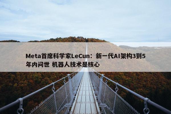 Meta首席科学家LeCun：新一代AI架构3到5年内问世 机器人技术是核心