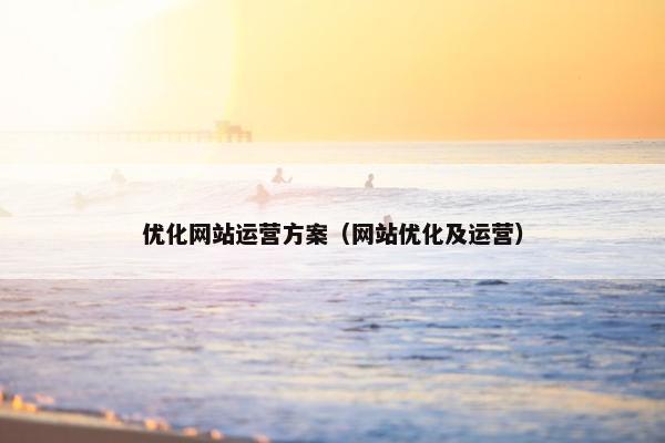 优化网站运营方案（网站优化及运营）