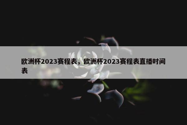 欧洲杯2023赛程表，欧洲杯2023赛程表直播时间表