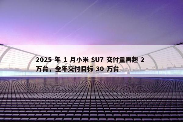 2025 年 1 月小米 SU7 交付量再超 2 万台，全年交付目标 30 万台