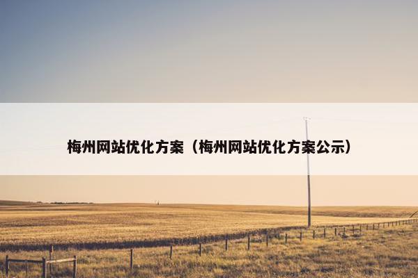 梅州网站优化方案（梅州网站优化方案公示）