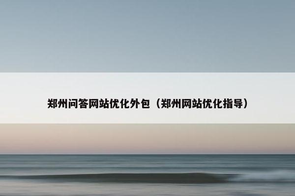 郑州问答网站优化外包（郑州网站优化指导）