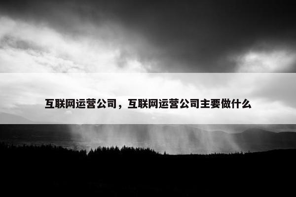 互联网运营公司，互联网运营公司主要做什么