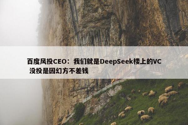 百度风投CEO：我们就是DeepSeek楼上的VC 没投是因幻方不差钱