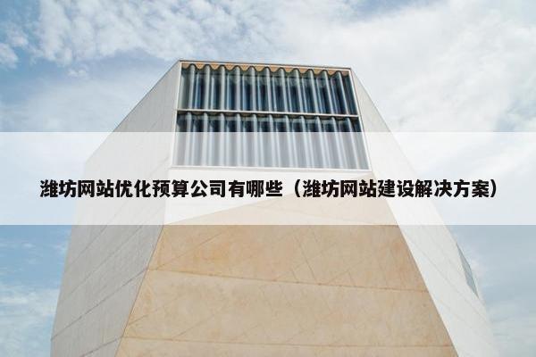 潍坊网站优化预算公司有哪些（潍坊网站建设解决方案）