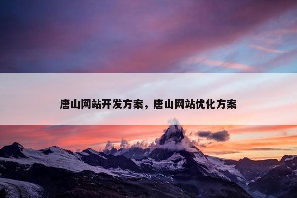 唐山网站开发方案，唐山网站优化方案