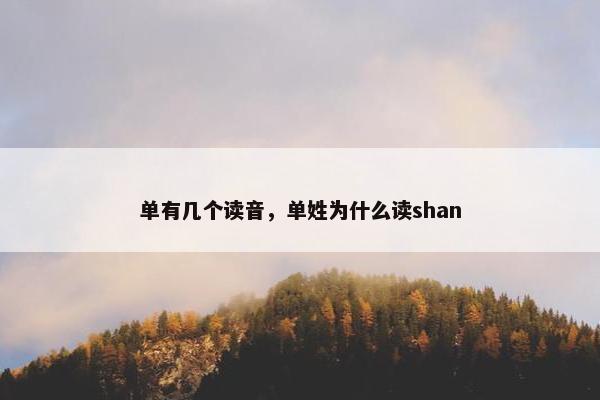 单有几个读音，单姓为什么读shan