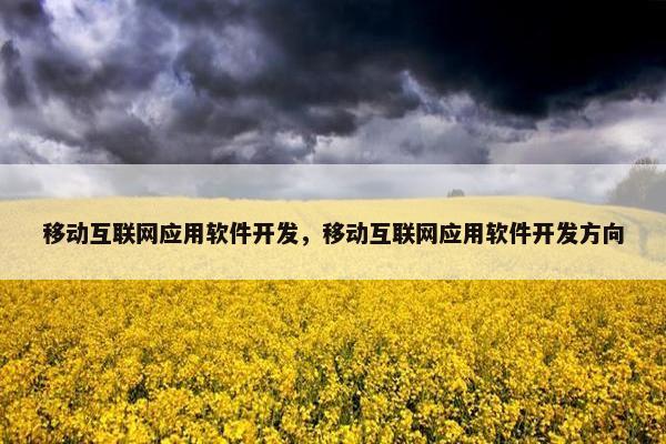 移动互联网应用软件开发，移动互联网应用软件开发方向