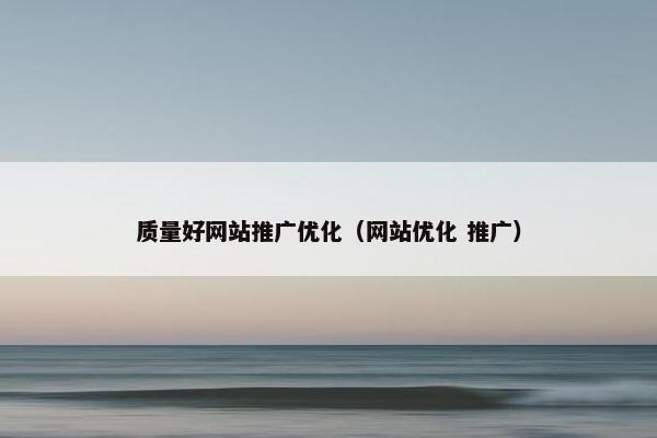 质量好网站推广优化（网站优化 推广）