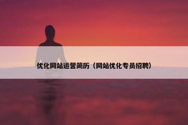 优化网站运营简历（网站优化专员招聘）