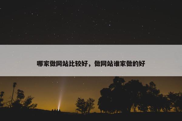 哪家做网站比较好，做网站谁家做的好