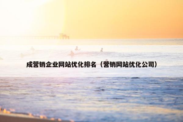 成营销企业网站优化排名（营销网站优化公司）