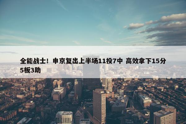 全能战士！申京复出上半场11投7中 高效拿下15分5板3助