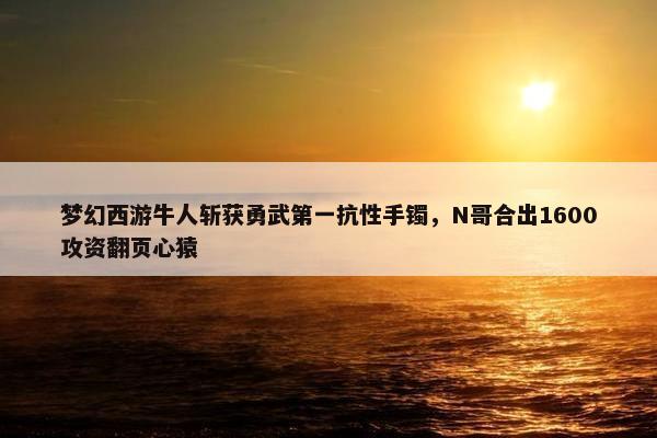 梦幻西游牛人斩获勇武第一抗性手镯，N哥合出1600攻资翻页心猿