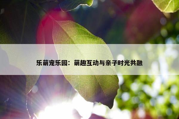 乐萌宠乐园：萌趣互动与亲子时光共融