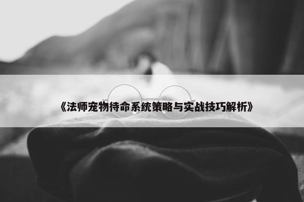 《法师宠物待命系统策略与实战技巧解析》