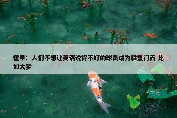 霍里：人们不想让英语说得不好的球员成为联盟门面 比如大梦