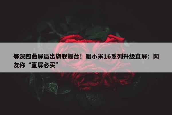 等深四曲屏退出旗舰舞台！曝小米16系列升级直屏：网友称“直屏必买”