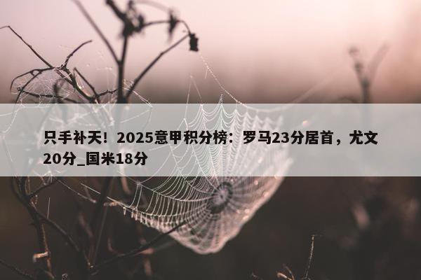 只手补天！2025意甲积分榜：罗马23分居首，尤文20分_国米18分