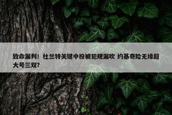 致命漏判！杜兰特关键中投被犯规漏吹 约基奇险无缘超大号三双？