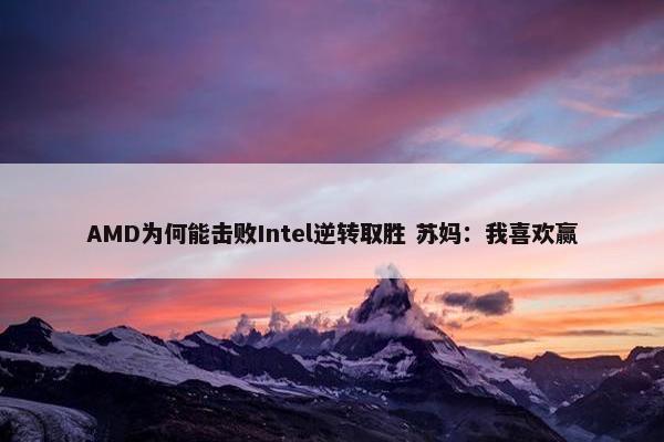 AMD为何能击败Intel逆转取胜 苏妈：我喜欢赢