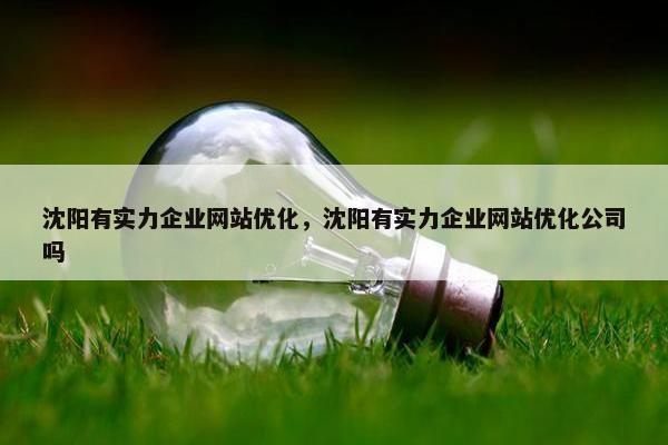 沈阳有实力企业网站优化，沈阳有实力企业网站优化公司吗