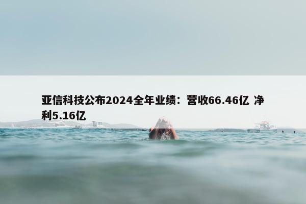 亚信科技公布2024全年业绩：营收66.46亿 净利5.16亿