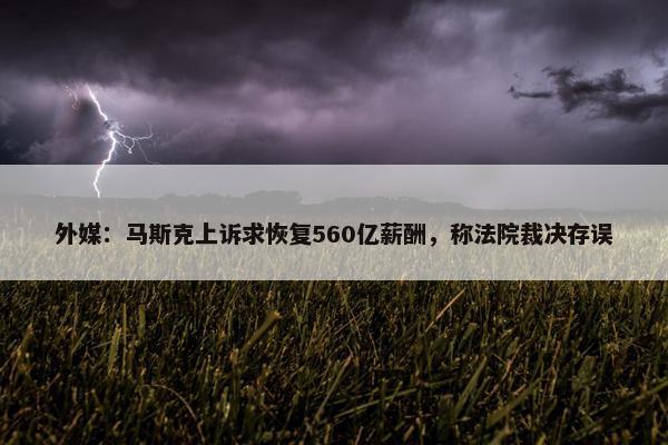 外媒：马斯克上诉求恢复560亿薪酬，称法院裁决存误