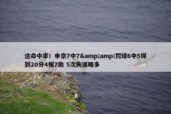 这命中率！申京7中7&amp;罚球6中5得到20分4板7助 5次失误略多