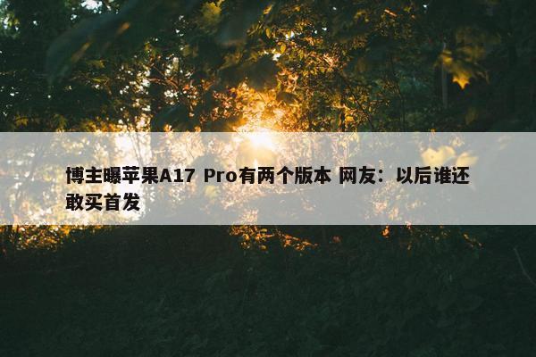 博主曝苹果A17 Pro有两个版本 网友：以后谁还敢买首发